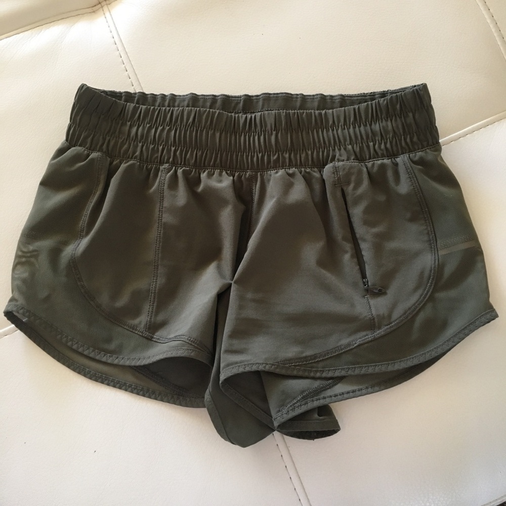 Army/ olive green lululemon hotty hot shorts